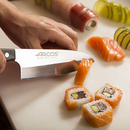 Нож поварской «Универсал»; сталь нерж.,полиоксиметилен; L=32.2/20,B=4.8см; черный,металлич.