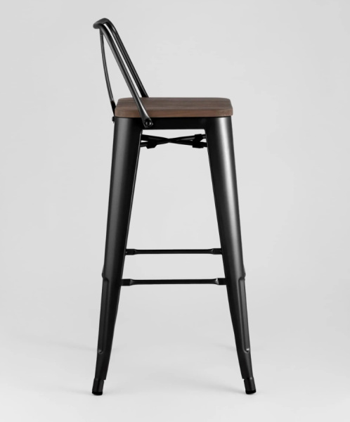 Стул барный TOLIX WOOD со спинкой черный глянцевый