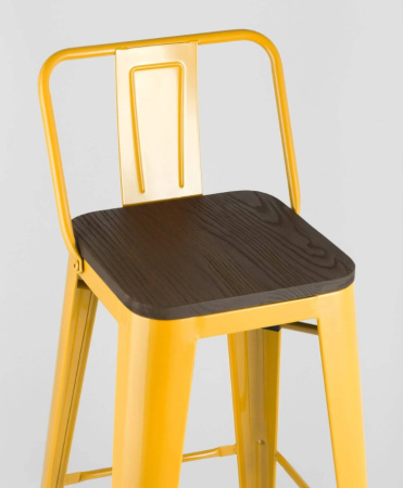 Стул барный TOLIX WOOD со спинкой желтый