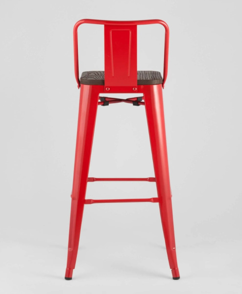 Стул барный TOLIX WOOD со спинкой красный глянцевый