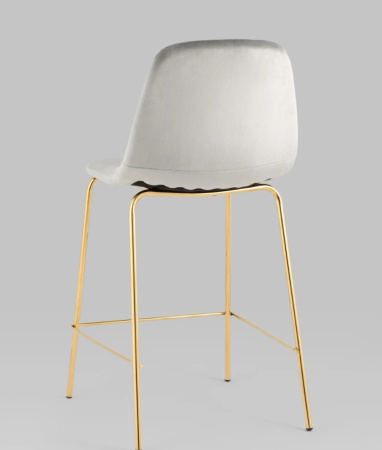 Стул полубарный Валенсия SN велюр серый золотые ножки