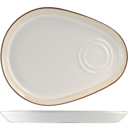 Блюдо-комби «Чино»; фарфор; H=2,L=28,B=25см; белый,бежев.