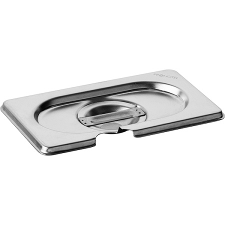Крышка для гастр-ти (1/9) вырез для ложки; сталь нерж.; H=3,L=18,B=11см; металлич.