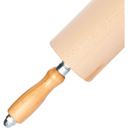 Фото Скалка с ручками; бук,сталь нерж.; D=8,L=35см; св. дерево Скалка с ручками; бук,сталь нерж.; D=8,L=35см; св. дерево