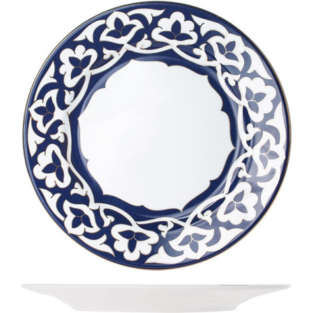 Тарелка мелкая «Восток Голд»; фарфор; D=24,H=2.5см; синий,золотой