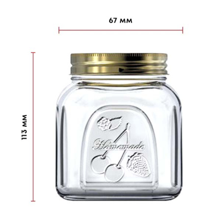Банка с крышкой «Хоммэйд»; стекло,металл; 500мл; прозр.,металлич.