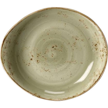 Салатник «Крафт»; фарфор; 670мл; H=5.5,L=28,B=24.5см; зелен.