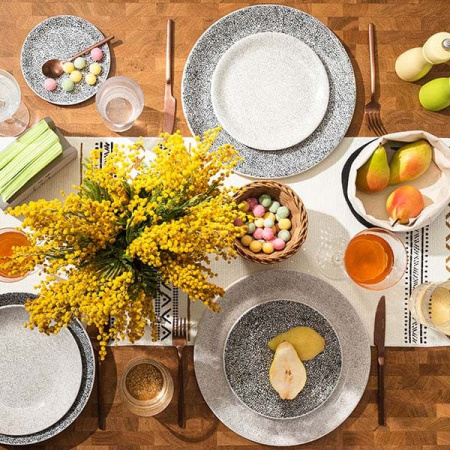 Тарелка мелкая «Инк Блэк»; фарфор; D=20см; белый,черный