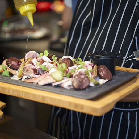 Блюдо прямоуг.с выемкой «Базальт»; керамика; D=5.5,L=33,B=22см; черный,матовый