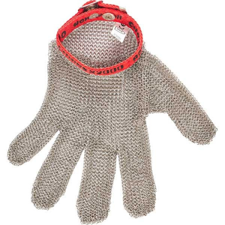 Перчатка защитн. для разд.мяса,раз.М; сталь нерж.; L=23,B=16см; металлич.,красный