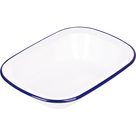 Блюдо эмалиров.; сталь; L=24,B=17.5см; белый,синий