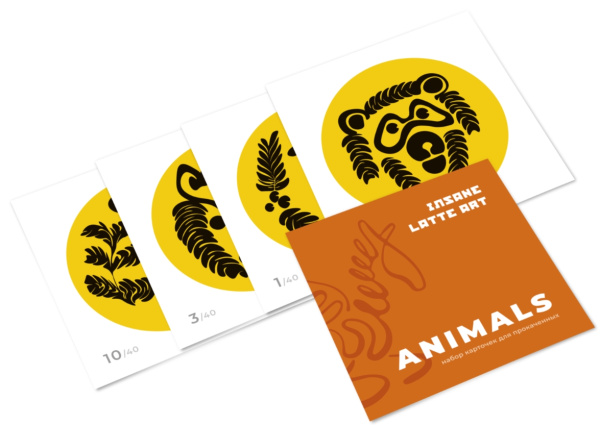 Комплект для латте-арта Insane Latte Art Fake Milk Concentrate + набор карточек ANIMALS