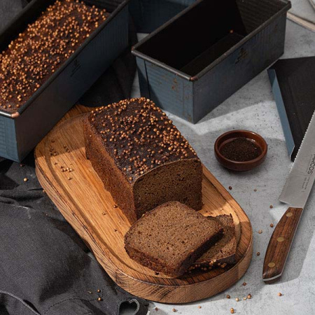 Форма для выпечки хлеба на  500г «Экзопан»; сталь,антиприг.покр.; H=9,L=26.5,B=11.5см; серый