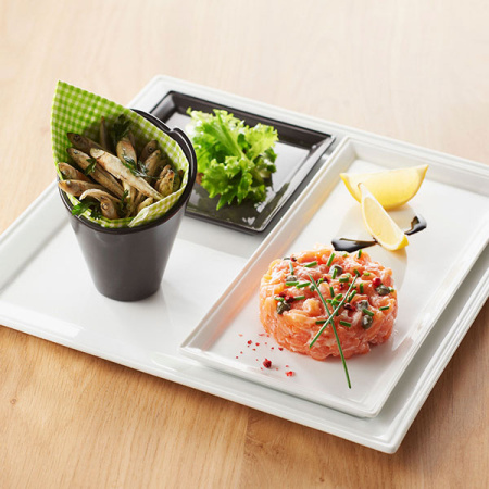 Блюдо прямоугольное «Тайм сквэа»; фарфор; H=1.5,L=26.3,B=13см; белый