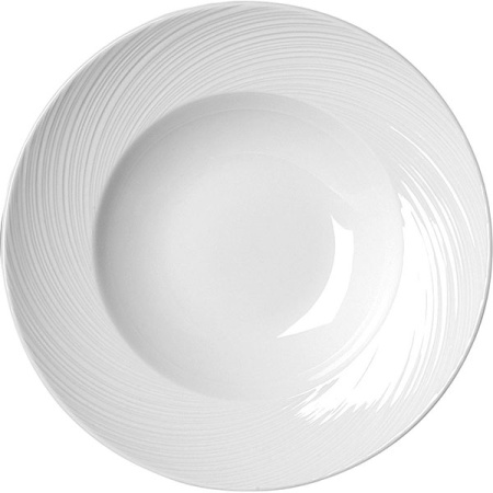 Тарелка глубокая «Спайро»; фарфор; 450мл; D=30,H=5.5см; белый