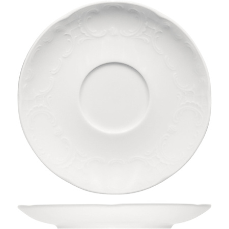 Блюдце «Моцарт»; фарфор; D=15.5,H=2см; белый