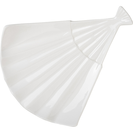 Блюдо-веер на ножках «Кунстверк»; фарфор; H=4,L=26.5,B=23см; белый