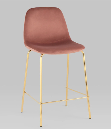 Стул полубарный Валенсия SN велюр розовый золотые ножки