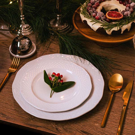 Тарелка мелкая «Афродита»; фарфор; D=21,H=2см; белый