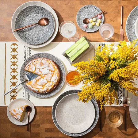 Салатник «Инк Блэк»; фарфор; D=25.3см; белый,черный