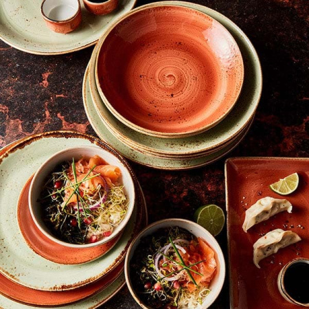 Тарелка мелкая «Крафт»; фарфор; D=25,H=2см; зелен.