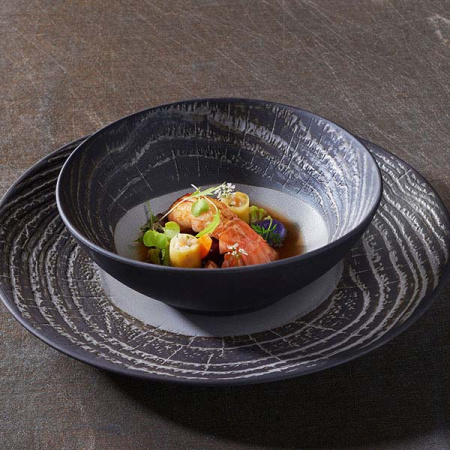 Тарелка мелкая «Арборесценс»; фарфор; D=31,H=3.5см; черный,серый