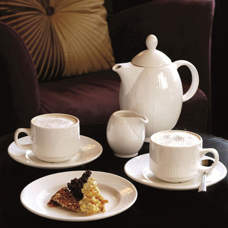 Блюдце «Спайро»; фарфор; D=15.5,H=2.2см; белый