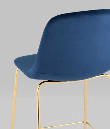 Стул полубарный Валенсия SN велюр синий золотые ножки