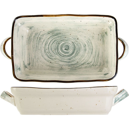 Блюдо прямоуг.для запек.с ручк. «Пастораль»; фарфор; H=5.7,L=27,B=14см; серый