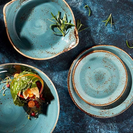 Тарелка мелкая «Крафт»; фарфор; D=23,H=2см; синий