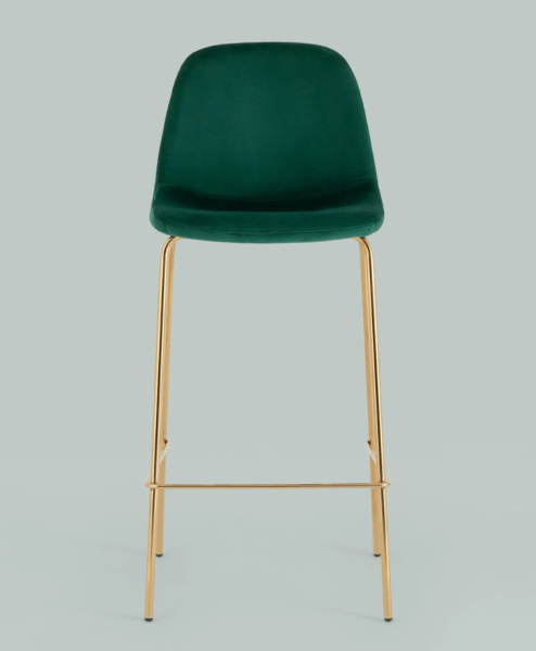 Стул барный Валенсия SN велюр зеленый золотые ножки