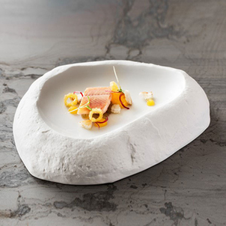 Тарелка для презентаций «Сенд»; фарфор; H=3.5,L=20,B=16см; бежев.,матовый