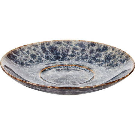 Блюдце «Стоун»; фарфор; D=15см; сине-серый
