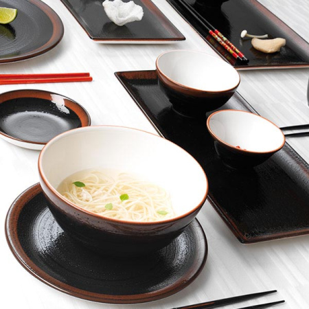 Салатник «Кото»; фарфор; 700мл; D=20.5,H=4см; черный,коричнев.