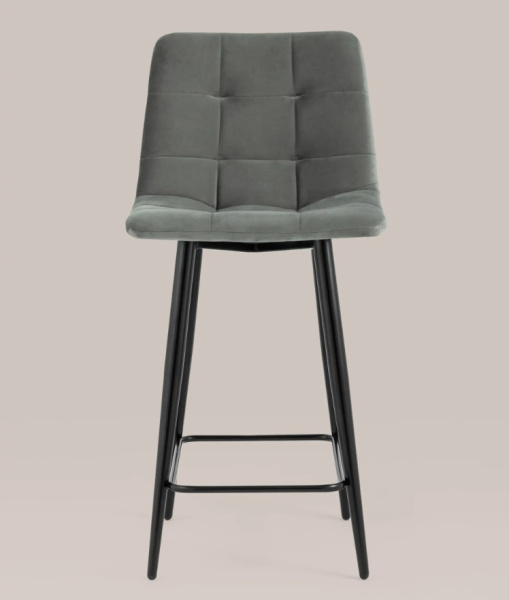 Стул полубарный Джанго велюр серый высота сиденья 60 см