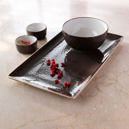 Блюдо прямоуг. «Крафт»; фарфор; H=2.4,L=27,B=16.8см; серый