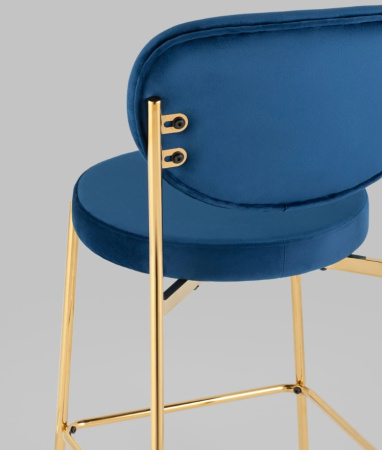 Стул полубарный Барбара велюр королевский синий, золотые ножки