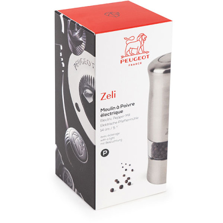 Мельница для перца электрич.(батарейки); пластик,сталь нерж.; H=14см; серебрист.