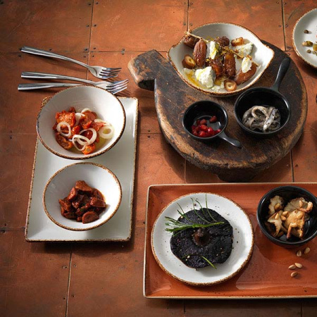 Салатник «Браун дэппл»; фарфор; 800мл; D=20.5см; белый,коричнев.