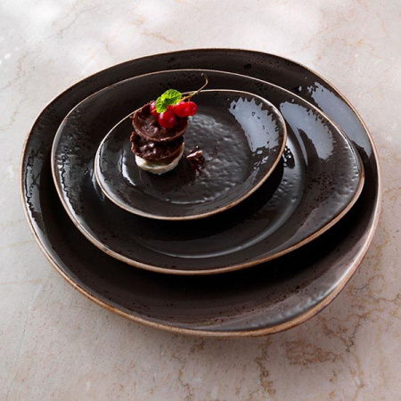 Тарелка пирожковая «Крафт»; фарфор; D=15.5,H=2,L=15.5,B=13см; серый