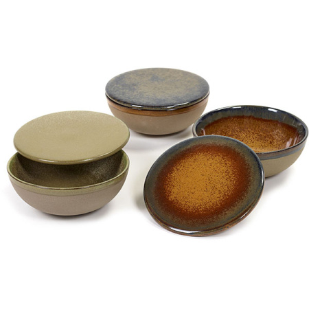 Салатник с крышкой «Серфис»; керамика; D=13,H=5см; коричнев.