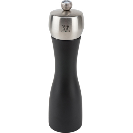 Мельница для соли мех. метал; дерево,сталь нерж.; D=5.4,H=20см; черный