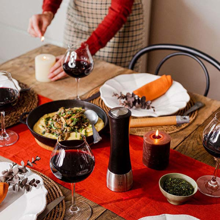 Мельница для соли мех. метал; дерево; D=6.5,H=21см; тем.дерево