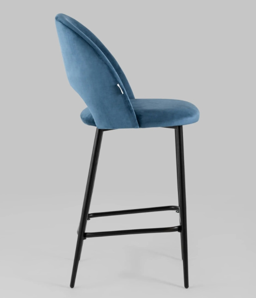 Стул полубарный Меган велюр пыльно-синий