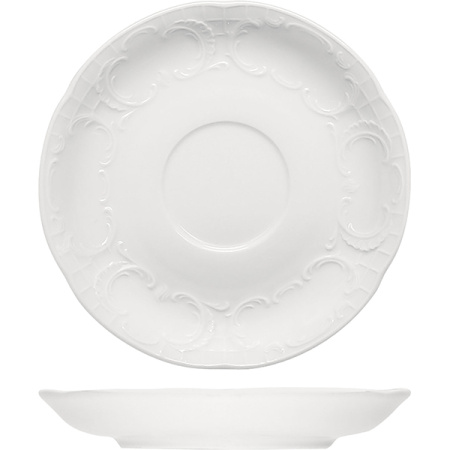 Блюдце «Моцарт»; фарфор; D=11,H=1.7см; белый