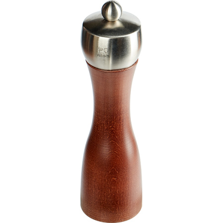Мельница для соли метал.мех.; дерево,сталь нерж.; D=5.5,H=20см; коричнев.