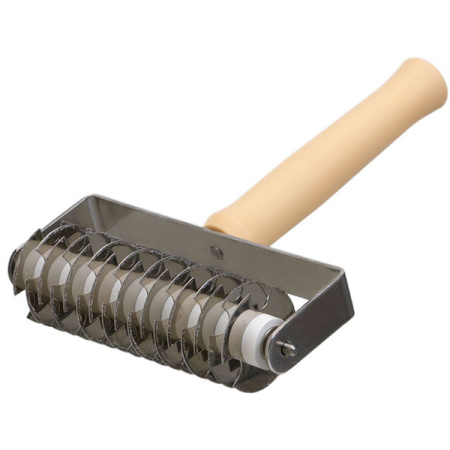 Нож роликовый для теста; пластик,сталь нерж.; D=4,L=17,B=14см; бежев.,металлич.