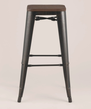 Стул барный TOLIX WOOD черный патина золото