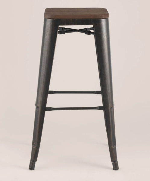 Стул барный TOLIX WOOD черный патина золото