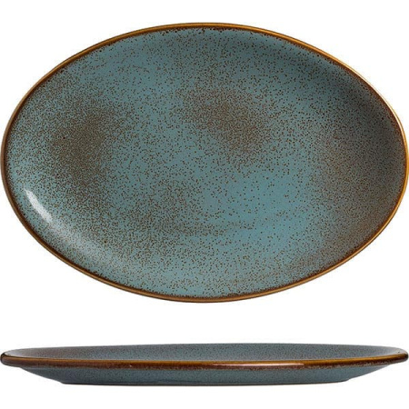 Блюдо овал.; фарфор; L=25.5,B=19см; голуб.